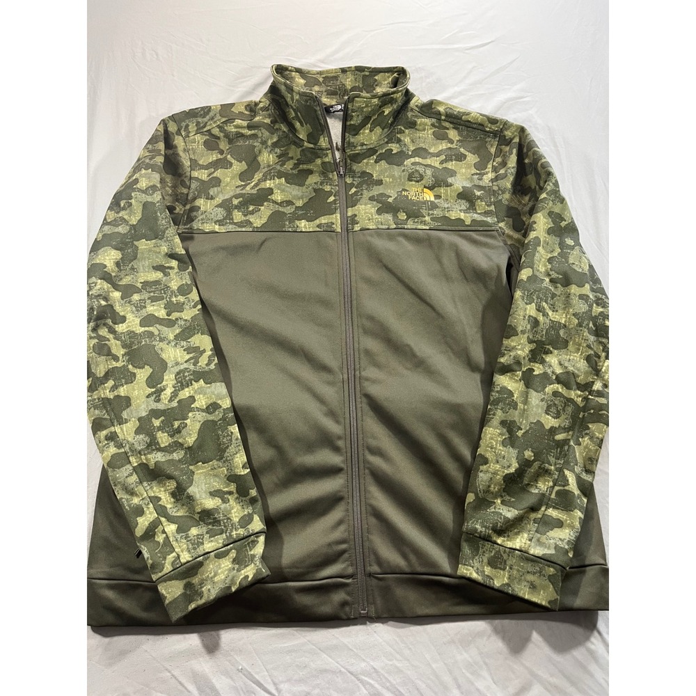 The North Face Mens XL Camo Olive Green Full Zip Track Jacket Activewear